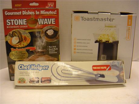 Toastmaster Air Popper & Chef Helper & Stone Wave Microwave Cooker