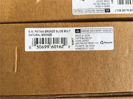 Slide Bolts 5 Boxes (New)