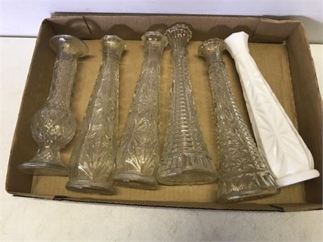 Flat of Glass Bud Vases
