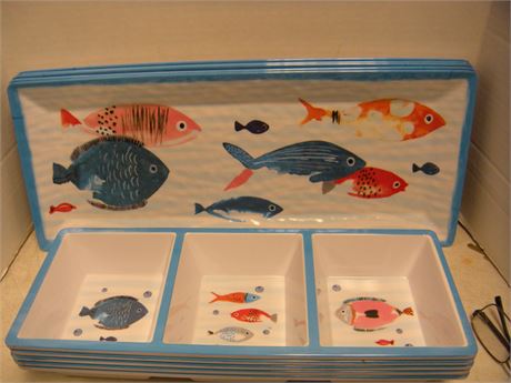 Flat Of Plastic Serving Trays & Divided Serving Trays