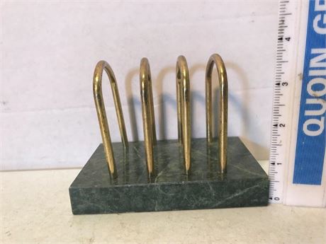 Vintage Marble & Brass Mail Holder