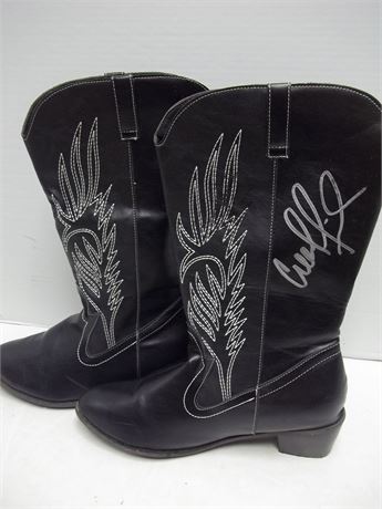 Signed Black Knee High Cowboy Boots