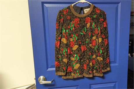 Joan Leslie Evenings Beaded Shirt. Size Small