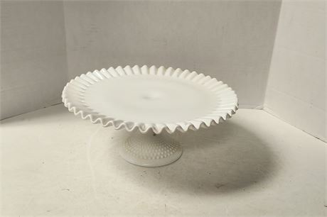 Milk Glass Ruffled Cake Display