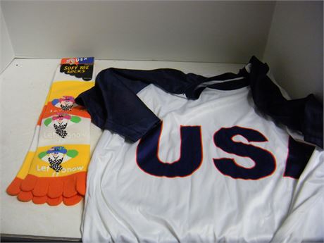 Soft Toe Socks & USA Shirt.  Size Large