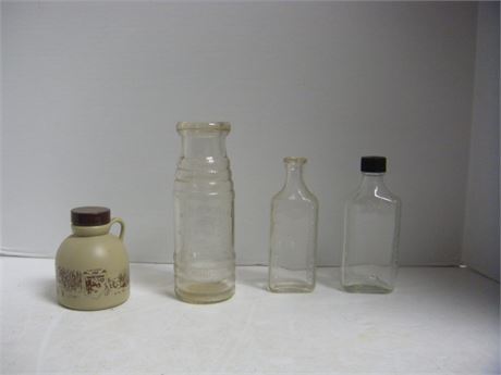 Flat Of Glass Bottles & Syrup Bottle
