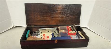 Misc. Hardware & Road Maps & Wood Storage Box