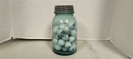 Amerex Marbles & Canning Jar With Metal Lid