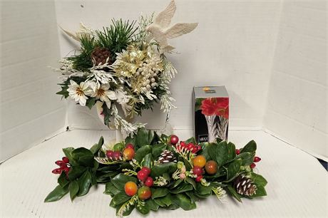 Flat Of Decorative Flowers & Miksa Vase