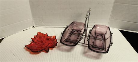 Glass Leaf Dish & Glass & Metal Candy Dishes