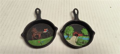 2 Mini Decorative Cast Iron Skillets
