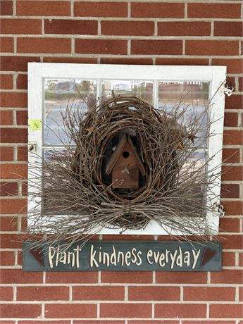 Window Wreath Birdhouse Decor