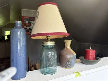 Lamp and  Pottery Vases