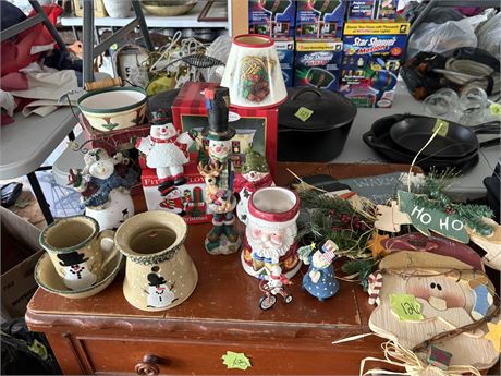 Holiday Decor, Snowmen, Santa, Pottery