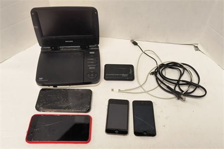 Philips Portable DVD Player & Misc. Cellphones