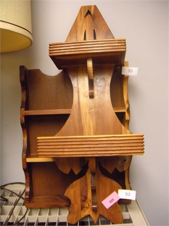 2 wooded shelves