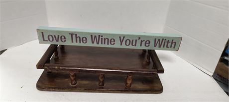Wood Display Shelf & Decorative Wood Wine Sign