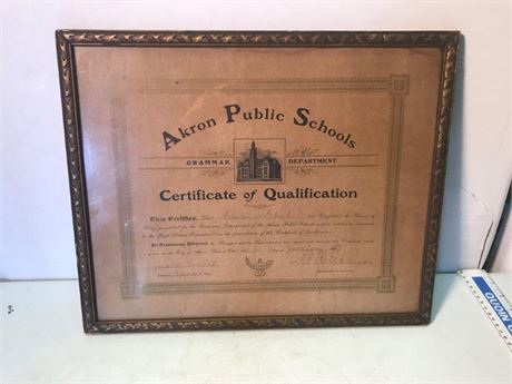 Antique 1910 Akron Public Schools C.O.Q. Grammar Department
