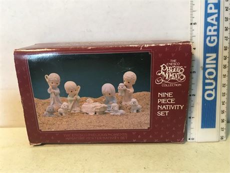 Precious Moments Pewter Nine Piece Nativity Set