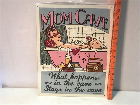 New Mom Cave Metal Sign