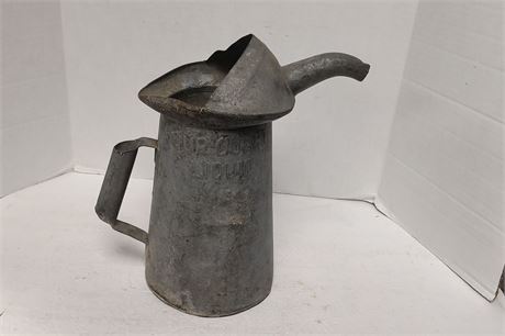 Vintage 4QT. Galanized Watering Can With Handle & Spout