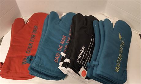 Flat Of Oven Mitts. Some Damage To Fabric