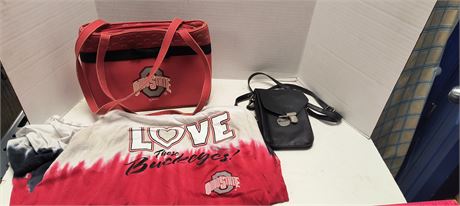 Ohio State Purse & Wallet & Ohio State Tank Top. Size 2XL & Small Black Purse