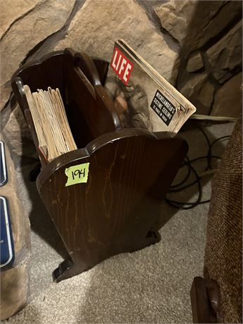 Vintage Magazine Rack and Magazines