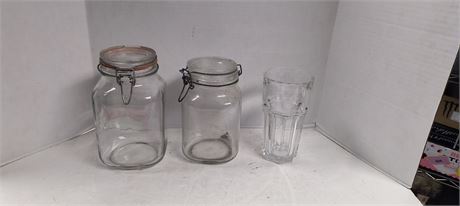Glass Jars With Lids & Glass Cup
