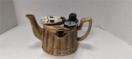 Vintage Teapot With Fish On Lid