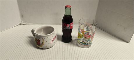 Glasses and Glass Bottle Of Coca Cola