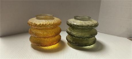 Vintage Amber & Green Glass Lamp Shades