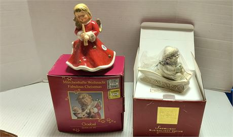 Goebel Angel Statue & Lenox Sleigh light Votive