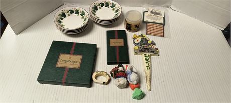 Longaberger Pewter Ornament & Longaberger Pewter Santa Key & Misc. Items