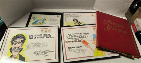 Framed Postcards and vintage pictures