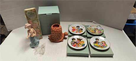 Avon Collector Plates & Avon Cologne & Party Lite Candle Holder