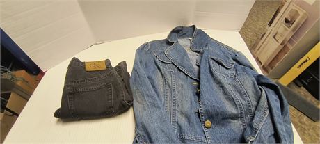 Cato Blue Jean Jacket. Size XL & Calvin Klein Jean Skirt. Size 4