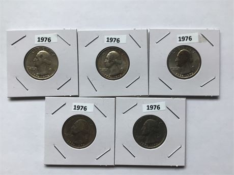 5- Bicentennial Quarters Excellent Condition