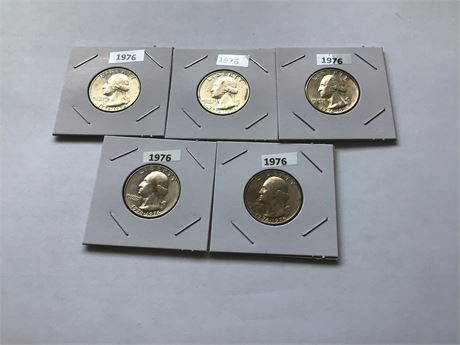 5 Bicentennial Quarters Excellent Condition