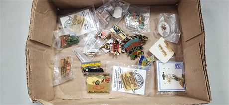 Flat Of Nascar Pins & Misc. Pins