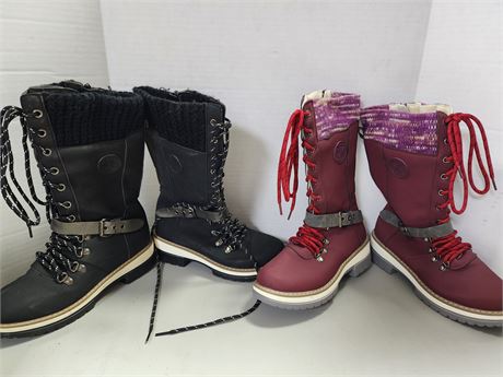 3 pair of boots - no sizes on boots (roughly womens size 6)