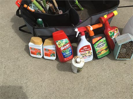 Large Garden Bag with Tools, Sprayer, and Feed
