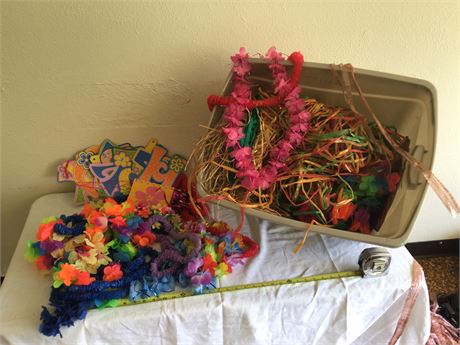 Hawaiian Luau Grass Skirts and Leis