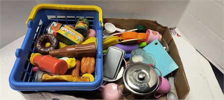 Lot Of Play Food & Shopping Basket & More