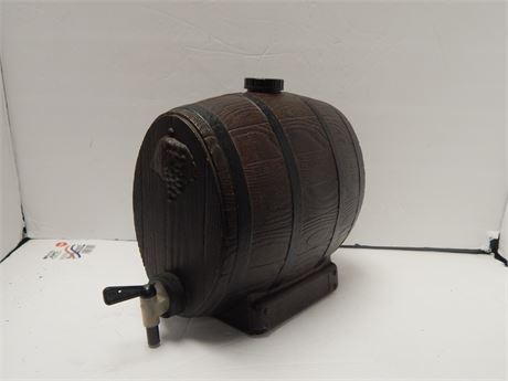 Vintage Plastic Oval Wine Barrel With Spicket
