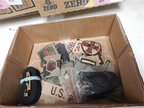 Various Military Sew On Patches & Belt