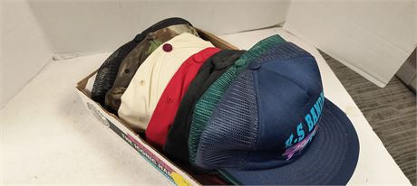 Flat Of Various Baseball Hats