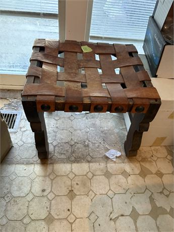 Leather Wood Stool