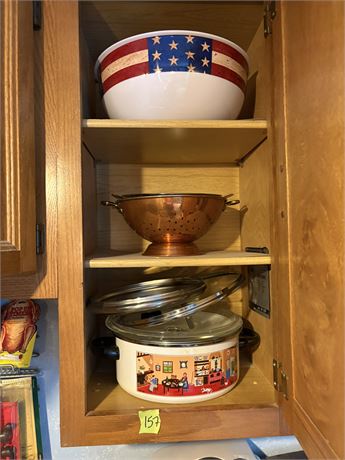 Bowl, Pans, Copper Strainer