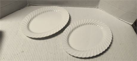 2 Snow White Regency Plates. Chip On One Plate